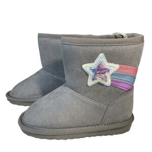 The Children’s Place Toddler Girls Shakey Star Faux Suede Boots Grey Size 5 NWT!